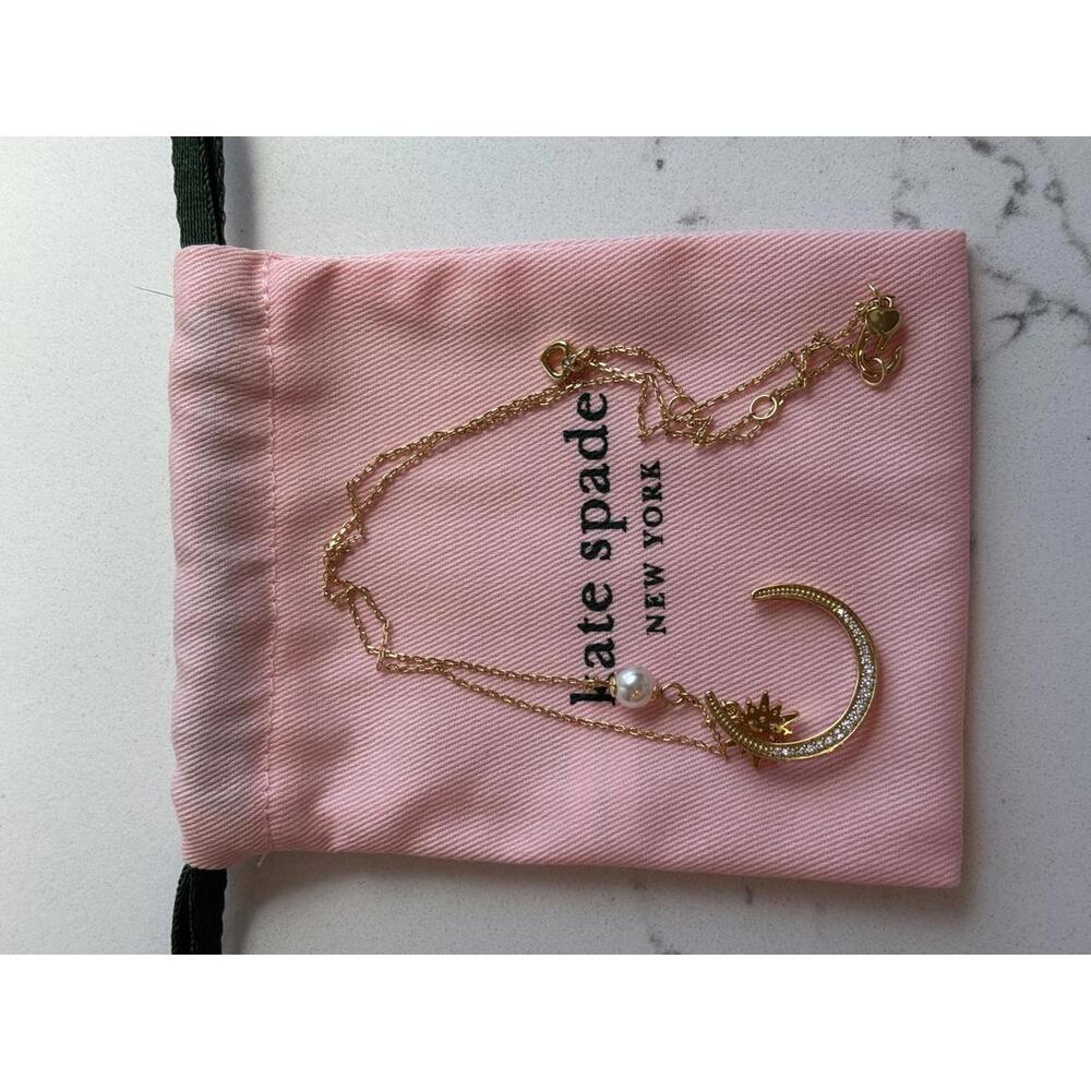 Kate Spade Crescent Moon and Snowflake Pendant Necklace with Pearl Accent